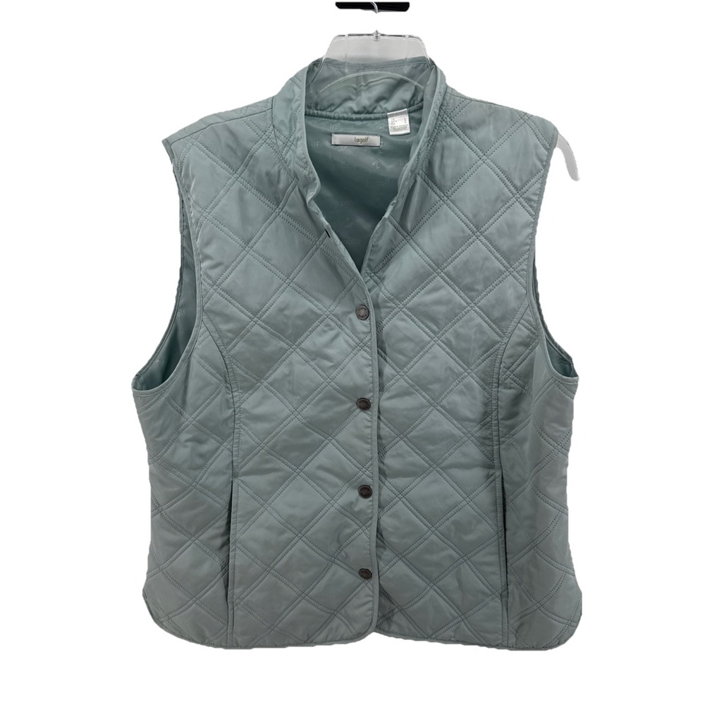 Liz Golf Quilted Vest Womens‎ Large Outdoors Snap Closure Green